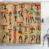 African Shower Curtain - Woman Silhouettes With Traditional Clothes Carrying Bowls On Head