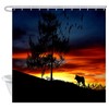 African Sunset Wolf Fabric Shower Curtain Waterproof For Bathroom Decor