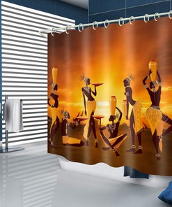 African Tribe Printed Shower Curtain - Colorful and Charming African Decor - Waterproof Bathroom Accessory