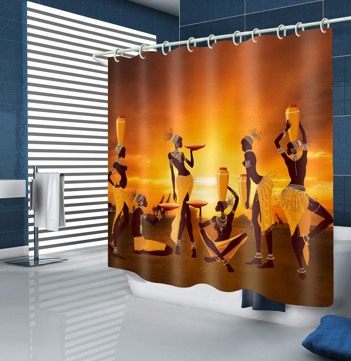 African Tribe Printed Shower Curtain - Colorful and Charming African Decor - Waterproof Bathroom Accessory