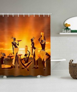 African Tribe Printed Shower Curtain - Colorful and Charming African Decor - Waterproof Bathroom Accessory