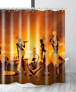 African Tribe Printed Shower Curtain - Colorful and Charming African Decor - Waterproof Bathroom Accessory