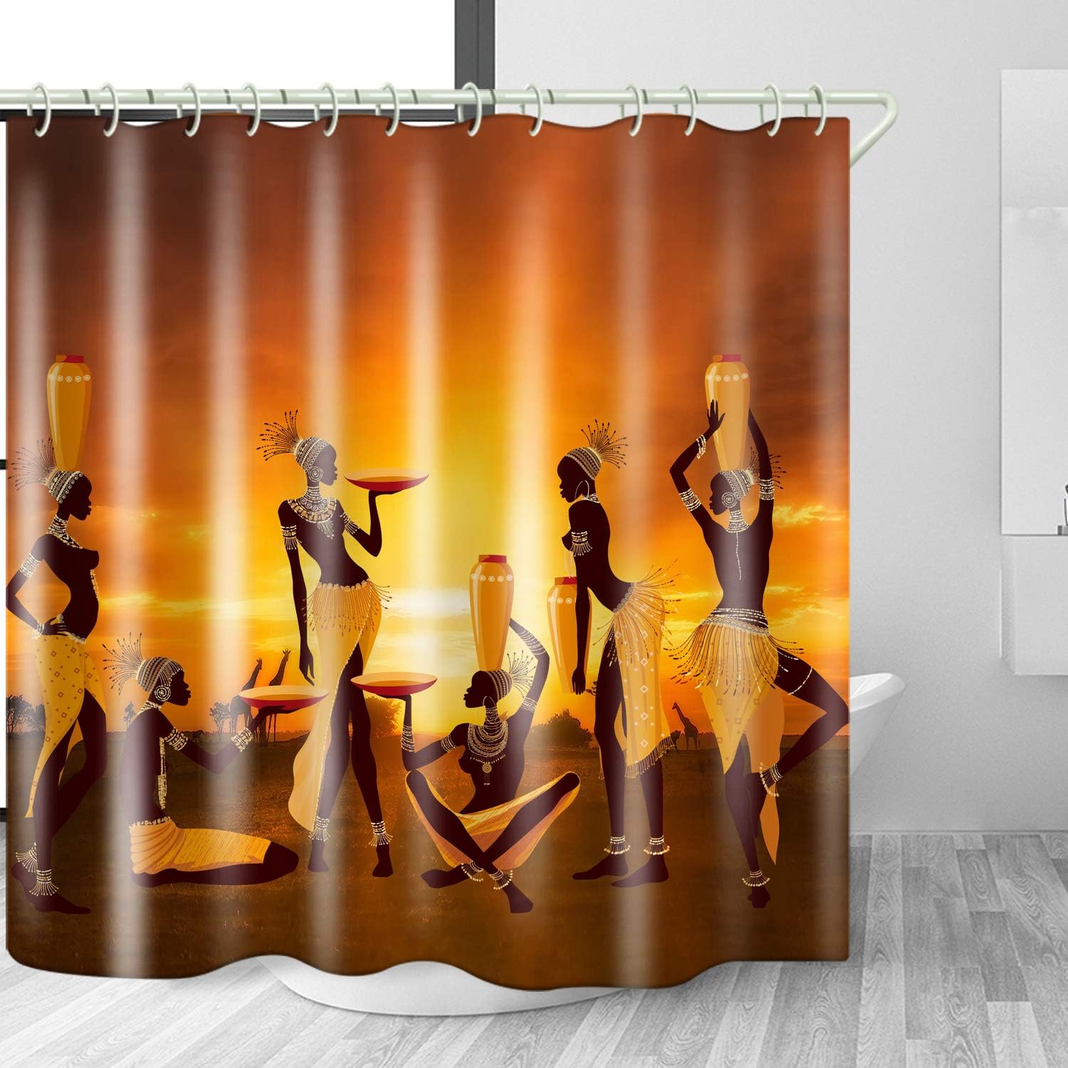 African Tribe Printed Shower Curtain - Colorful and Charming African Decor - Waterproof Bathroom Accessory