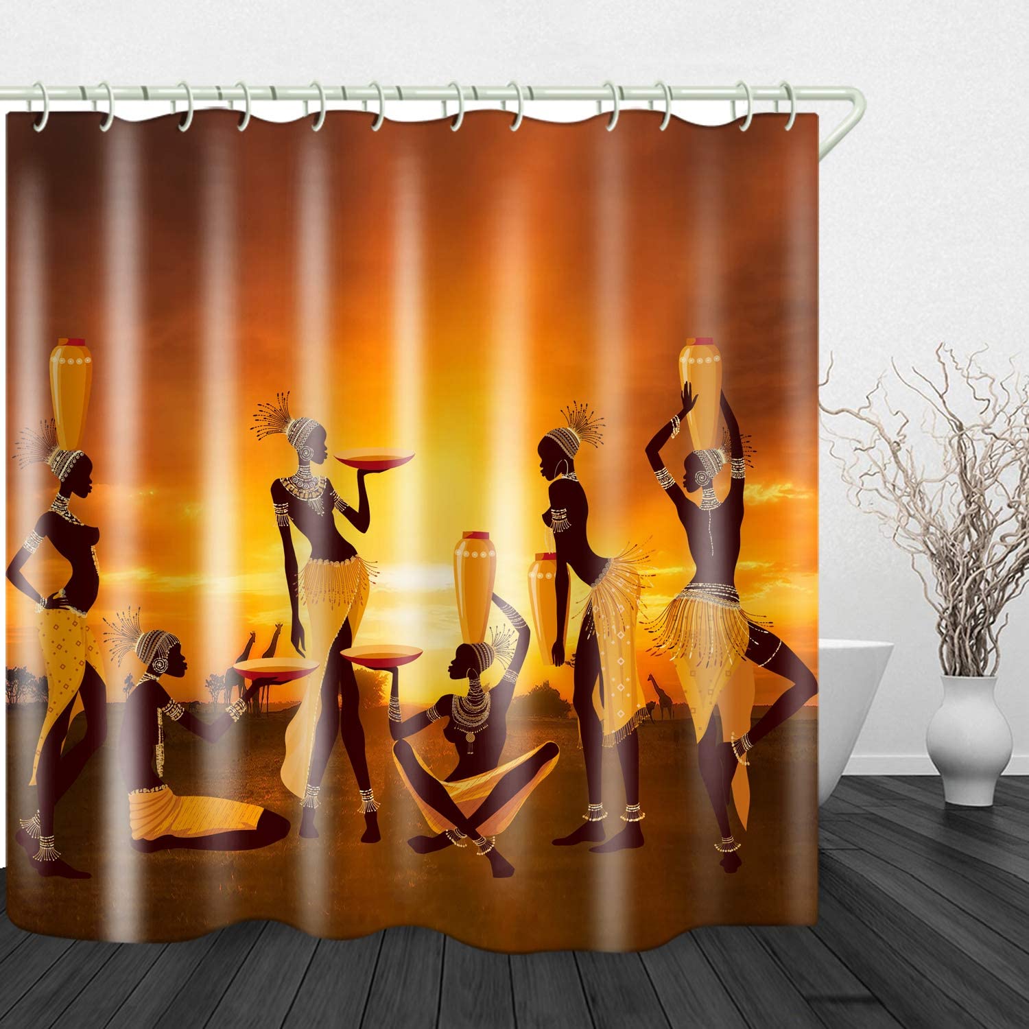 African Tribe Printed Shower Curtain - Colorful and Charming African Decor - Waterproof Bathroom Accessory