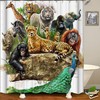 African Wild Animals Mighty Lion Tiger Shower Curtain, Fabric Bathroom Decoration, White
