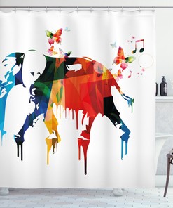 African Wild Elephant Print Shower Curtain For Modern Bathroom Decor