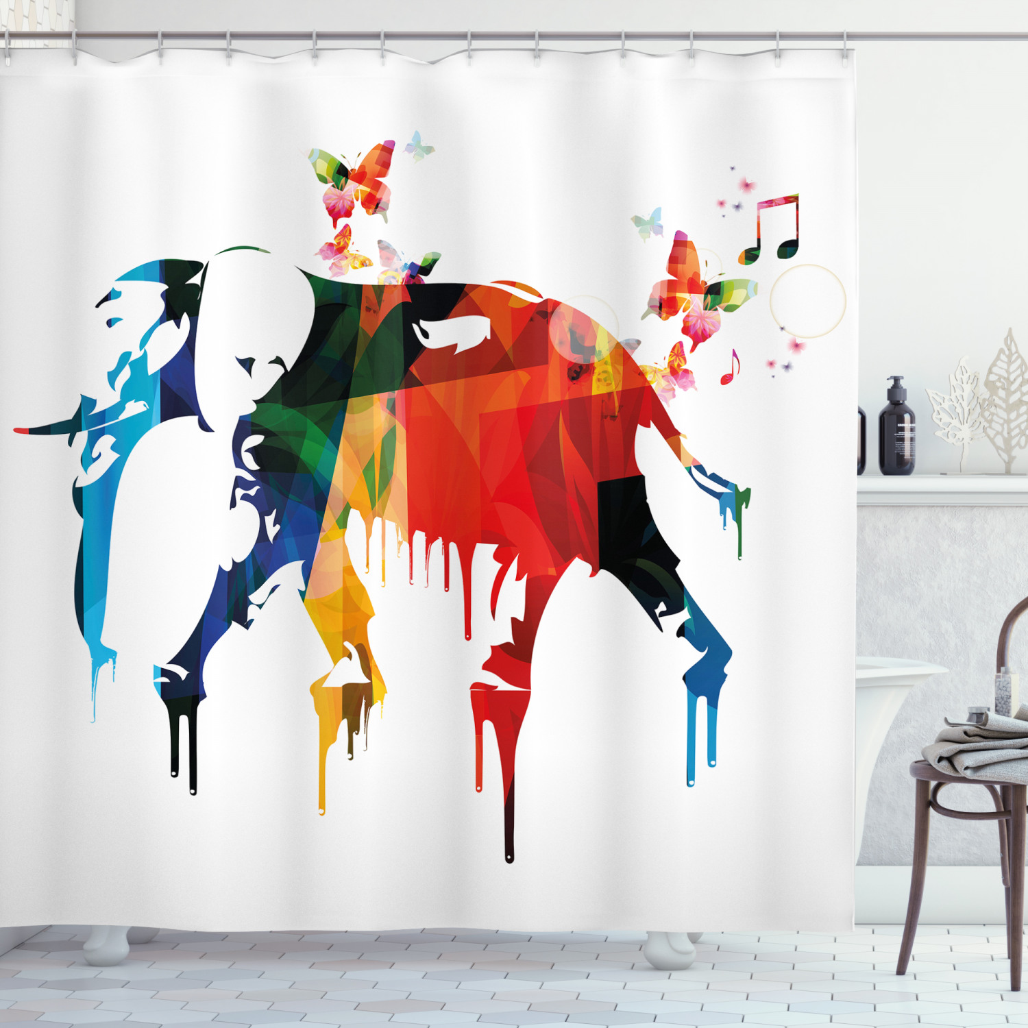 African Wild Elephant Print Shower Curtain For Modern Bathroom Decor - Image 3