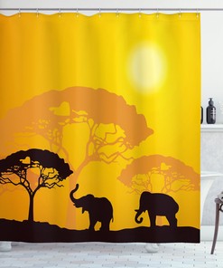 African Wildlife Abstract Print Safari Shower Curtain For An Exotic Bath Experience