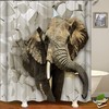 African Wildlife Elephants Print Shower Curtain for Savanna Bathroom Decor