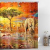 African Wildlife Flamingo Fabric Shower Curtain For Safari Bathroom Decor