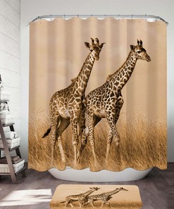 African Wildlife Wild Giraffes Shower Curtain For Bathroom