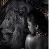 African Woman And Lion Shower Curtain For Wildlife Safari Bathroom Decor