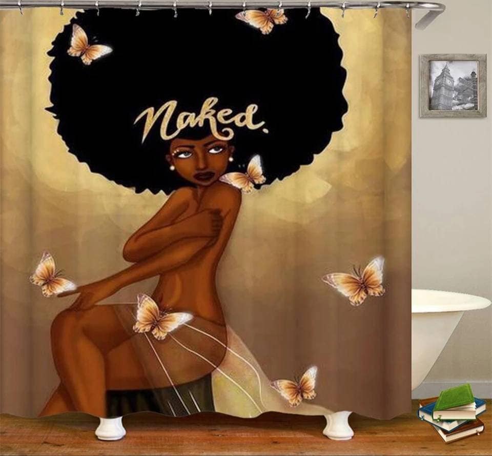 African Woman Bath Decor Shower Curtain - Black Girl Africa Home Decoration