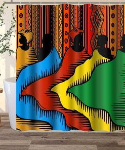 African Woman Boho Art Bathroom Shower Curtain - Unique Ethnic Bathroom Decor