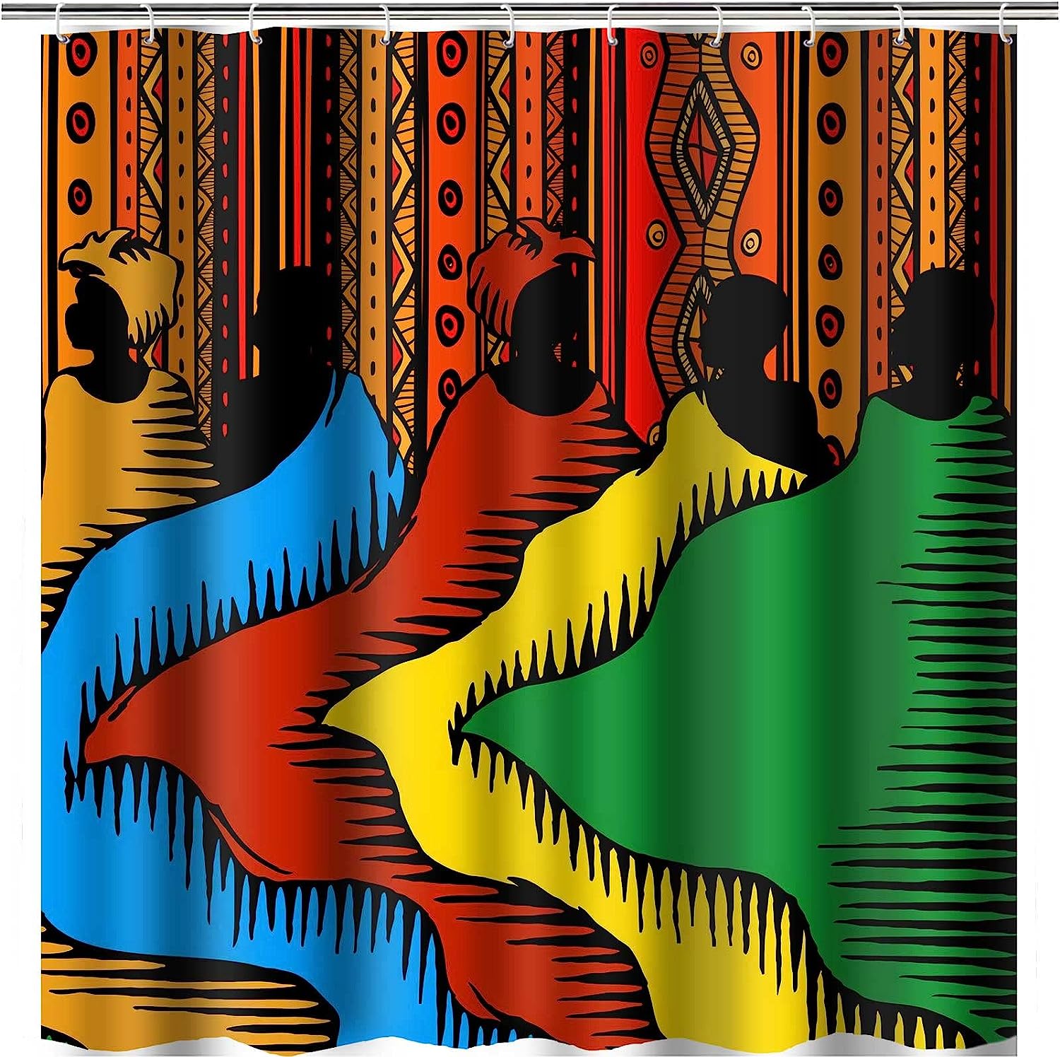 African Woman Boho Art Bathroom Shower Curtain - Unique Ethnic Bathroom Decor