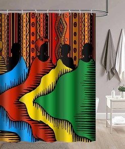 African Woman Boho Art Bathroom Shower Curtain - Unique Ethnic Bathroom Decor