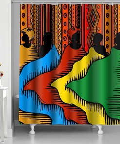African Woman Boho Art Bathroom Shower Curtain - Unique Ethnic Bathroom Decor