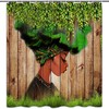 African Woman Shower Curtain With Green Leaves Watercolor Design For Bathroom Decor