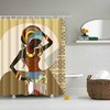 African Woman Shower Curtain With Traditional Ethnic Africa Design, Beautiful Black Bathroom Decor