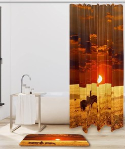 African Zebra Sunset Vintage Shower Curtain Ideas Waterproof Washable
