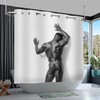 African-American Shower Curtain with Black and Gold Design and Snap-On Liner