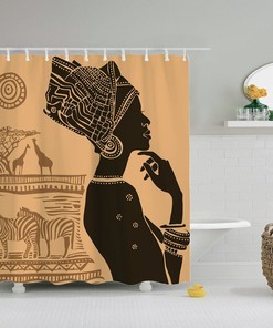 Afrikaanse Vrouw Douche Gordijnen In Natuur Afrikaanse Stijl For Black Girl Bathroom Decor