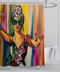 Afrikaanse Vrouwen Douchegordijnen With Cute Black Girl, Home Decoration For African Style Bathroom