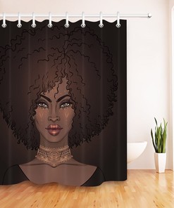 Afro American Pretty Girl Black Woman Shower Curtain Hook For Bathroom Decor