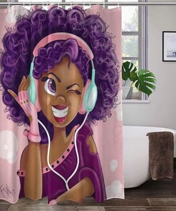 Afro Black Girl Inspired Shower Curtain - Bold And Artistic Bathroom Decor With Unique And Modern Print