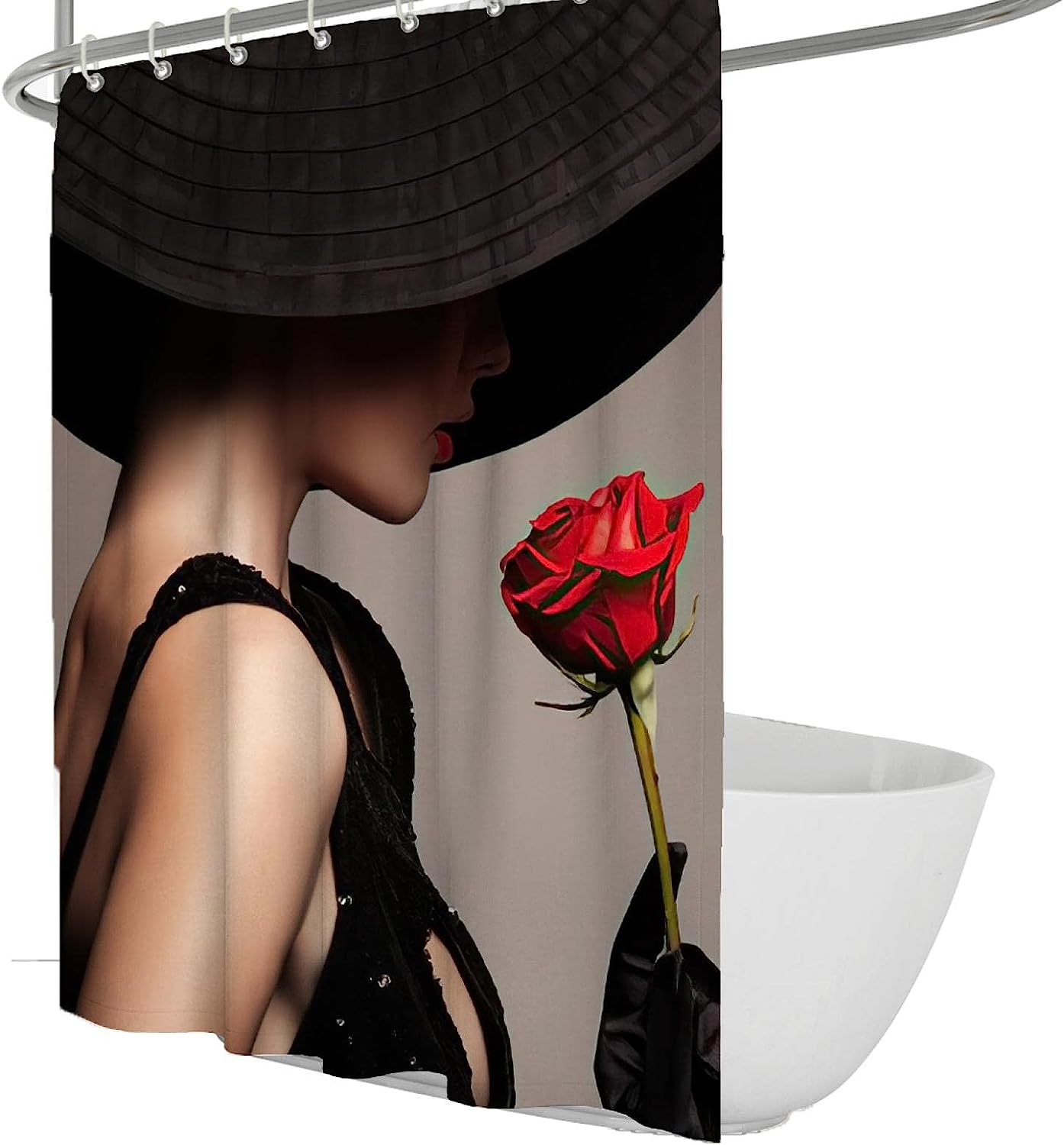 Afro Black Girl Nature Shower Curtain - Futuristic And Artistic Bathroom Decor With Unique And Bold Design