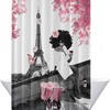 Afro Black Woman And Eiffel Tower Shower Curtain - Colorful And Playful Bathroom Decor With Unique And Bold Design