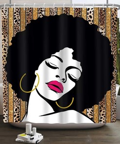 Afro Fashion Shower Curtain - African American Woman Bathroom Decor