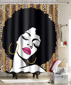 Afro Fashion Shower Curtain - African American Woman Bathroom Decor