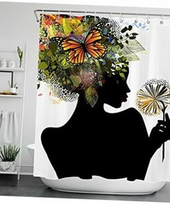 Afro Futuristic Nature Shower Curtain - Unique Bathroom Decor With Bold And Colorful Design