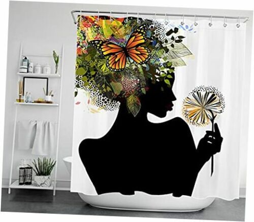 Afro Futuristic Nature Shower Curtain - Unique Bathroom Decor With Bold And Colorful Design