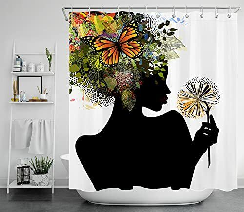 Afro Futuristic Nature Shower Curtain - Unique Bathroom Decor With Bold And Colorful Design - Image 2
