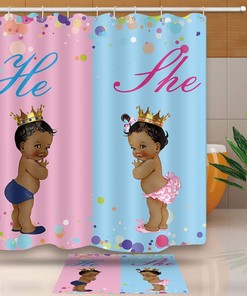 Afro Kids Bathroom Shower Curtain, Children Baby Fabric Bath Curtains, Waterproof Upgrade Bath Curtain