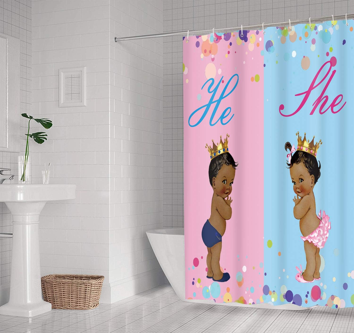 Afro Kids Bathroom Shower Curtain, Children Baby Fabric Bath Curtains, Waterproof Upgrade Bath Curtain
