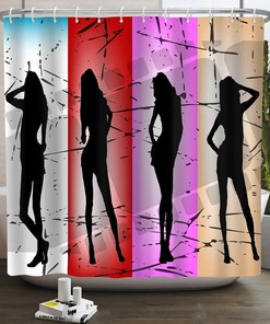Afro Minimalist Shower Curtain - African American Women Bathroom Decor