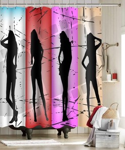 Afro Minimalist Shower Curtain - African American Women Bathroom Decor