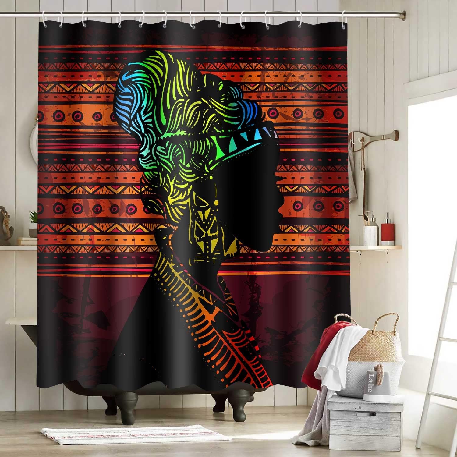 Afro Sexy Lady Shower Curtain - African American Woman Bathroom Decor