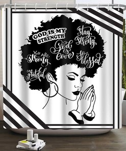 Afro Woman Painting Shower Curtain - African American Bathroom Decor