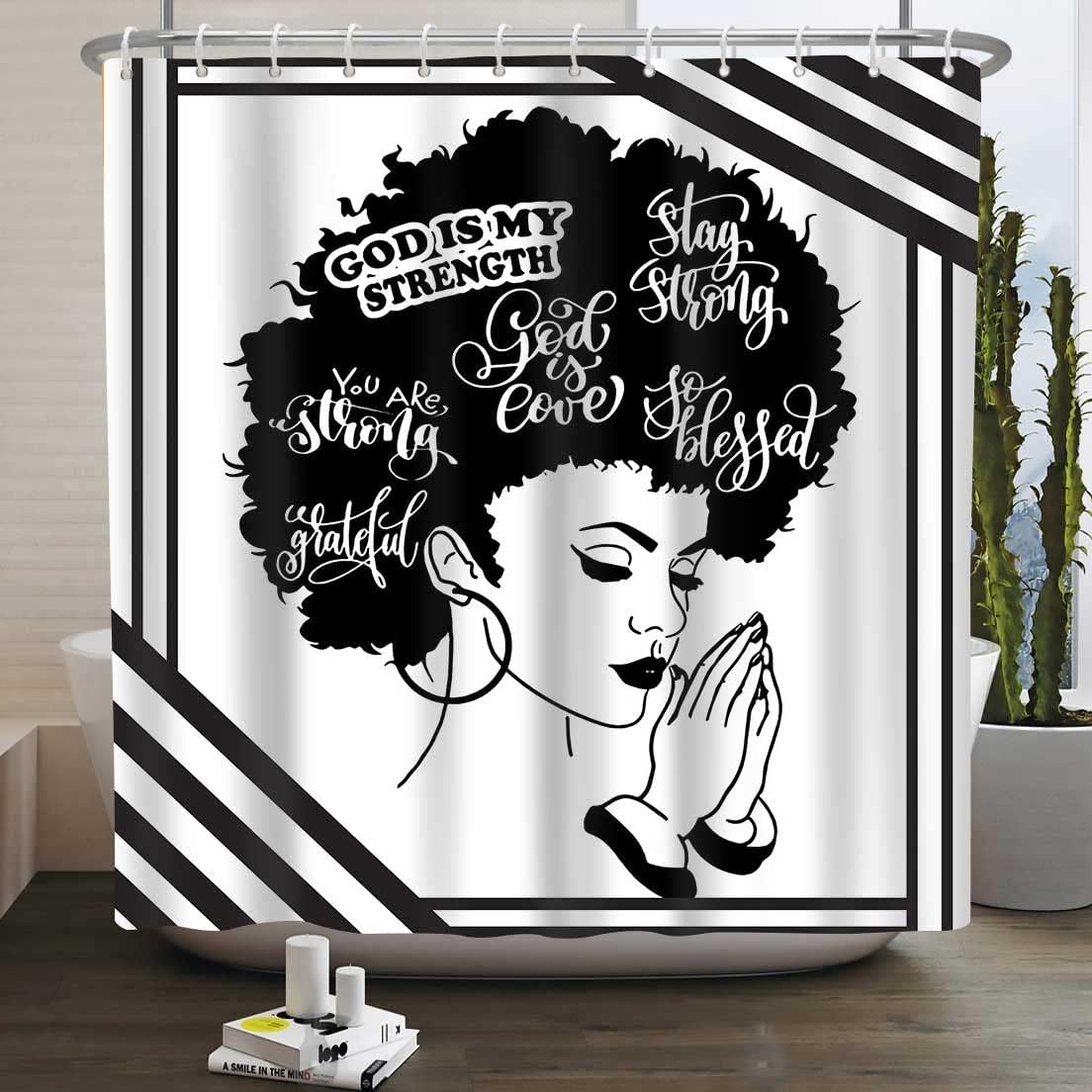 Afro Woman Painting Shower Curtain - African American Bathroom Decor