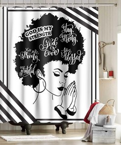Afro Woman Painting Shower Curtain - African American Bathroom Decor