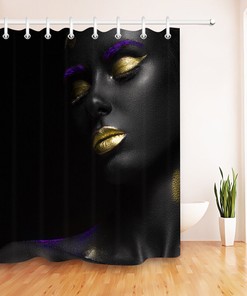 Afro-Americano Mulheres Cortina Conjuntos Menina Preto Maquiagem For Bathroom Decoration