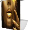 Afrocentric Black Girl Golden Lips Shower Curtain - Bold And Glamorous Bathroom Decor With Unique Art Print