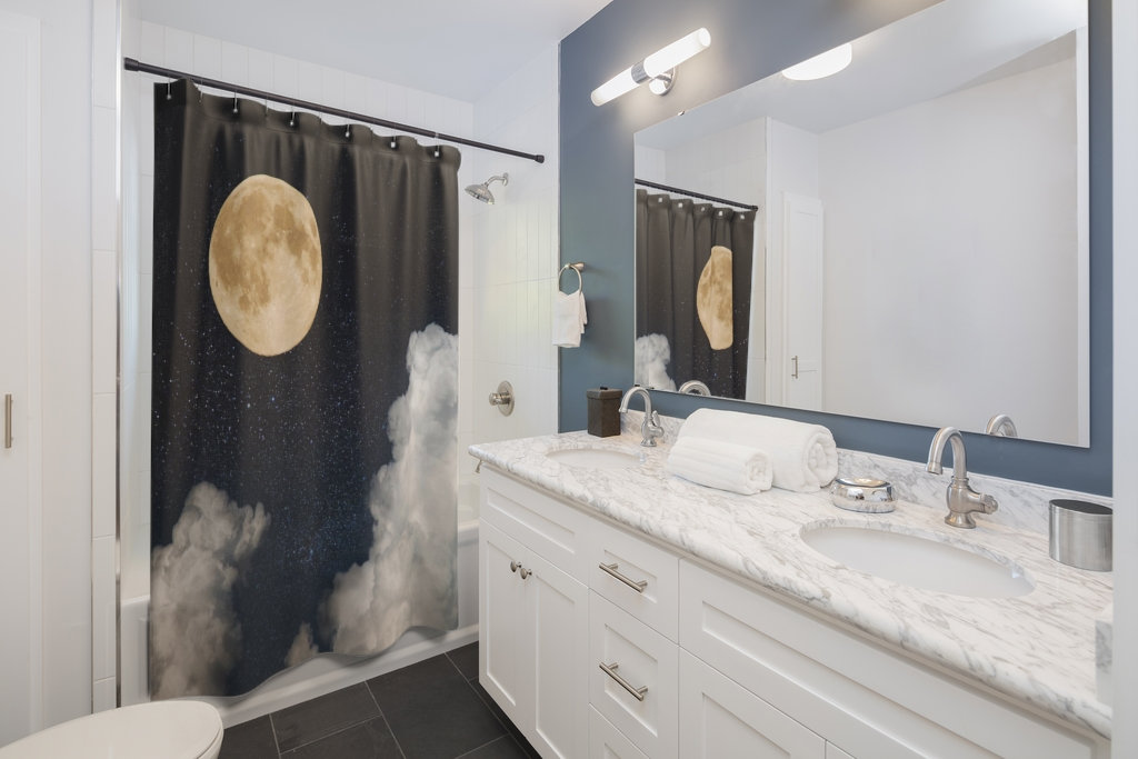 Afterglow Full Moon Shower Curtain For A Calming Bath
