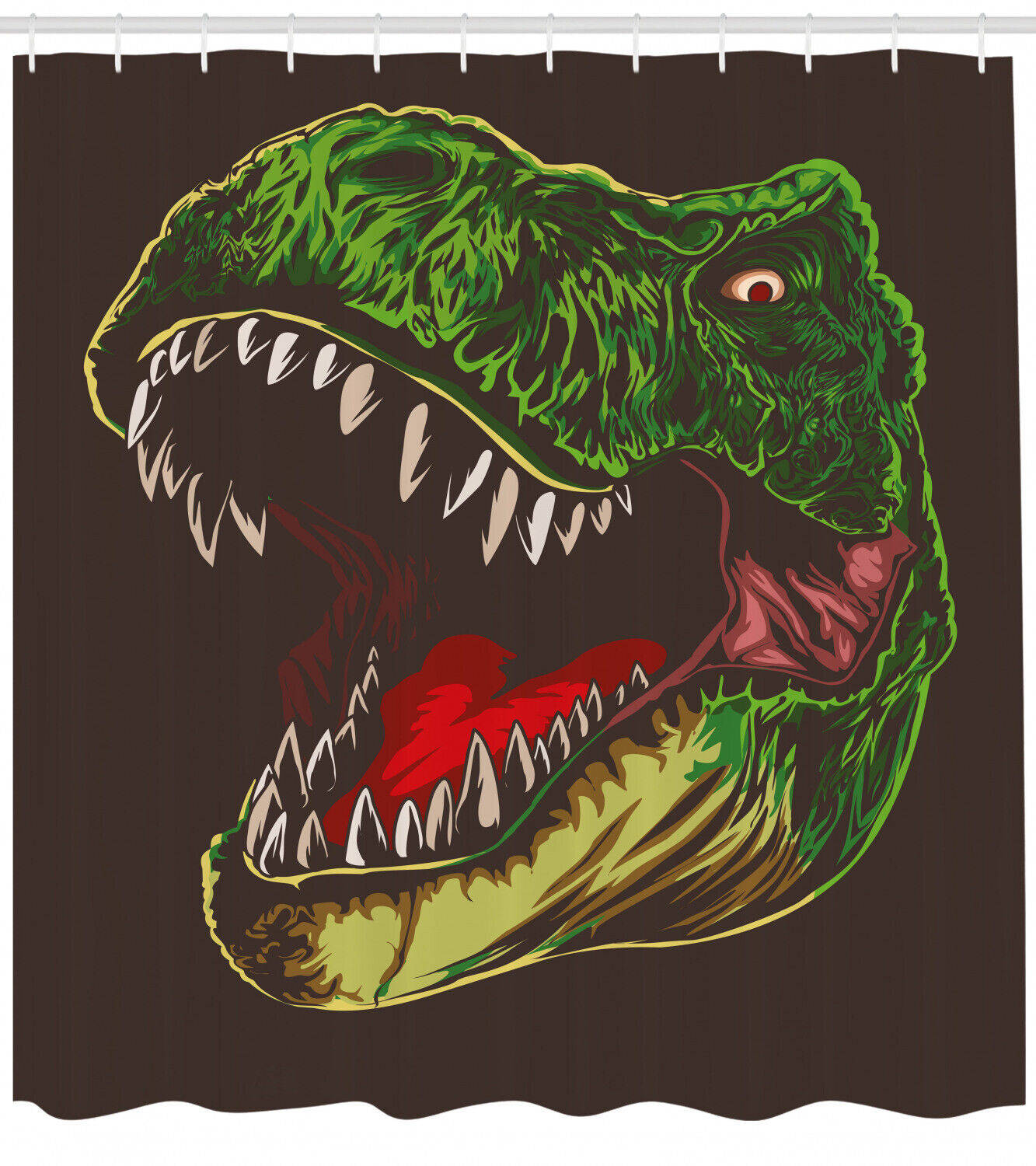 Aggressive And Wild T-Rex Print Dinosaur Shower Curtain For A Unique And Dramatic Bathroom Look - Image 2