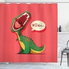 Aggressive Prehistoric Cartoon Animal Roaring Open Mouth Dinosaur Shower Curtain - Cloth Fabric Bathroom Decors