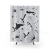 Agitated Shark Print Shower Curtain, Waterproof Fabric for Bathroom Decor